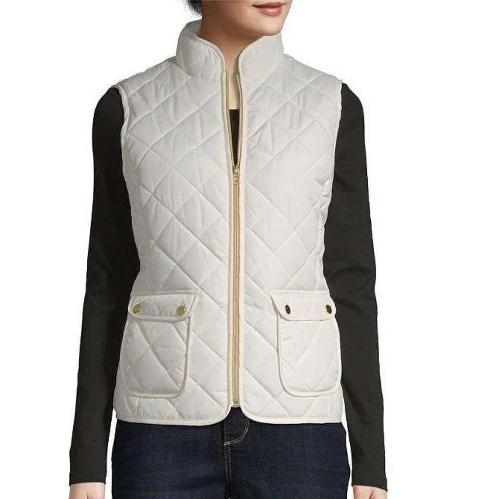 Women's St. John's Bay Quilted Vest - Ivory - Picture 1 of 2
